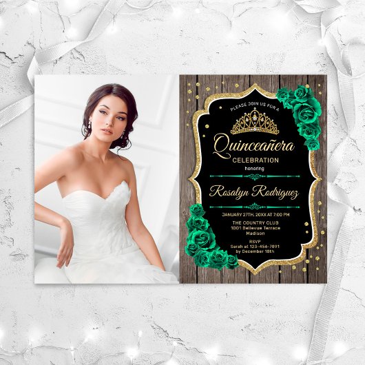 Rusticエメラルドグリーンフォトキンセアニェラ 招待状