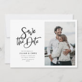 rusticシンプルスクリプト写真を保存する日付カード 招待状 (正面)