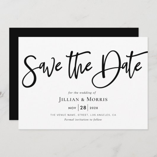 rusticスクリプト日付の招待を保存 招待状 (正面/裏面)