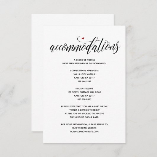 rusticモダンの結婚宿泊カードv1 エンクロージャーカード (正面/裏面)