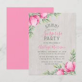  rustic水彩花と木 | サプライズパーティー インビテーションポストカード (正面/裏面)