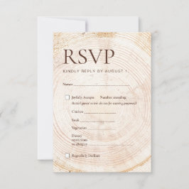Rustic ウェディング＋ウッドランド RSVP カード＋食事の選択 