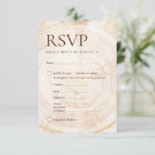 Rustic ウェディング+ウッドランド RSVP カード+食事の選択 (スタンド正面)