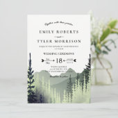  rustic 水彩 山脈 松の木 ウェディング 招待状 (スタンド正面)