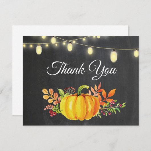  rustic 秋のカボチャ 感謝カード (正面/裏面)