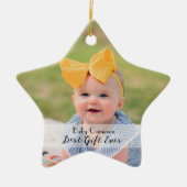 Rustic 1st Christmas Custom Photo New Grandparents セラミックオーナメント (正面)