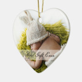 Rustic 1st Christmas New Mom & Dady Custom Photo セラミックオーナメント (左)