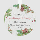 Rustic 1st Xmas New Mom & Dad Milestone Photo オーナメント (裏面)