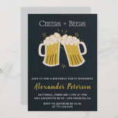 Rustic 28th birthday invitations Cheers Beers Men  招待状 (正面/裏面)