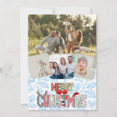 Rustic 4 Photo Merry Christmas Holiday Card シーズンカード (正面)