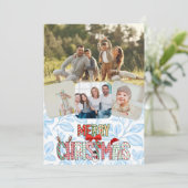 Rustic 4 Photo Merry Christmas Holiday Card シーズンカード (スタンド正面)