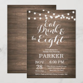  rustic 80歳の誕生日招待状 木 招待状 (正面/裏面)