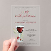 Rustic 80th Birthday Red Wine Surprise Birthday アクリル招待状 (インサイチュ (ポータブル))
