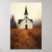 Rustic Abandoned Church Painting ポスター (正面)