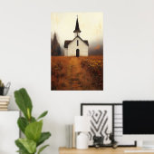 Rustic Abandoned Church Painting ポスター (ホームオフィス)