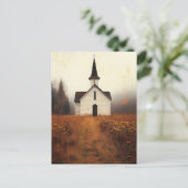 Rustic Abandoned Church Painting ポストカード (スタンド正面)