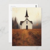 Rustic Abandoned Church Painting ポストカード (正面/裏面)