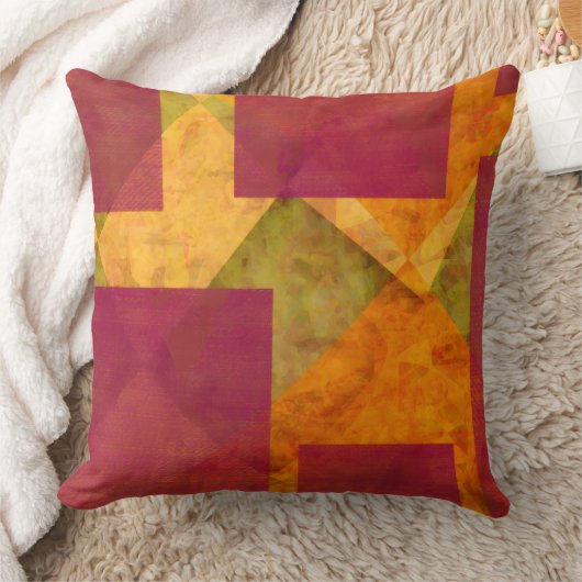 Rustic Abstract Autumn Colors Throw Pillow クッション (ブランケット)