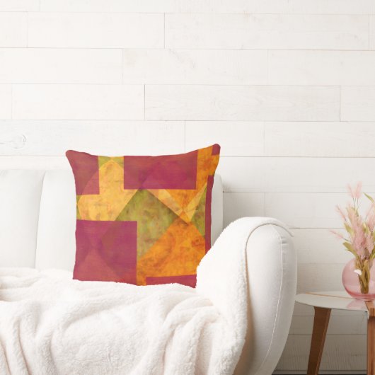 Rustic Abstract Autumn Colors Throw Pillow クッション (ソファ)