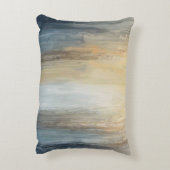 Rustic Abstract Blue Brown Yellow Stripe アクセントクッション (裏面(縦))