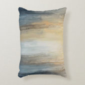 Rustic Abstract Blue Brown Yellow Stripe アクセントクッション (正面(垂直))