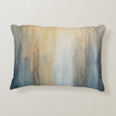 Rustic Abstract Blue Brown Yellow Stripe アクセントクッション (裏面)