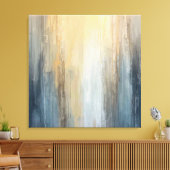 Rustic Abstract Blue Brown Yellow Stripe キャンバスプリント (インサイチュ (リビング))