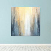 Rustic Abstract Blue Brown Yellow Stripe キャンバスプリント (インサイチュ (ウッドフロア))