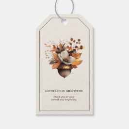 Rustic Acorn Floral Ivory Fall Gift & Favor Tag ギフトタグ
