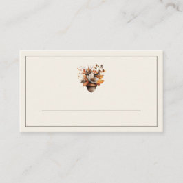 Rustic Acorn Floral Ivory Fall Place Cards プレイスカード