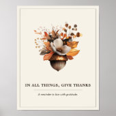 Rustic Acorn Floral Ivory Fall Poster ポスター (正面)