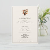 Rustic Acorn Floral Ivory Thanksgiving Dinner Menu メニュー (スタンド正面)