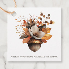 Rustic Acorn Floral White Fall Favor Tag フェイバータグ