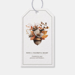 Rustic Acorn Floral White Fall Gift and Favor Tag ギフトタグ