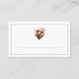 Rustic Acorn Floral White Fall Place Cards  プレイスカード