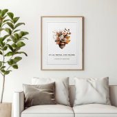 Rustic Acorn Floral White Fall Poster ポスター