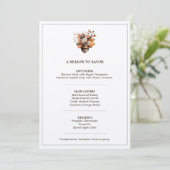 Rustic Acorn Floral White Thanksgiving Dinner Menu メニュー (スタンド正面)