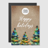 Rustic Add Logo クリスマスツリー会社 マグネット (正面/裏面)