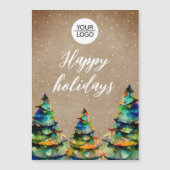 Rustic Add Logo クリスマスツリー会社 マグネット (正面)