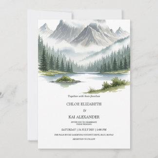 Rustic Adventure Awaits Mountain Landscape Wedding 招待状