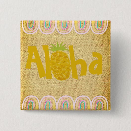 Rustic Aloha Pineapple 缶バッジ (正面)
