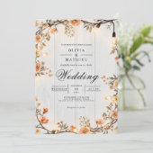 Rustic Amber Floral String Lights Wedding 招待状 (スタンド正面)