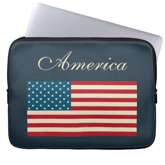 Rustic American Flag Laptop Case ラップトップスリーブ (正面)