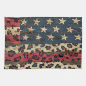 Rustic American Flag Leopard Print (1) キッチンタオル (横)