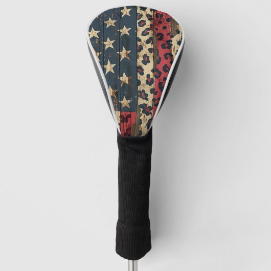 Rustic American Flag Leopard Print (1) ゴルフヘッドカバー (正面)