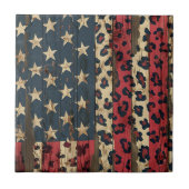 Rustic American Flag Leopard Print (1) タイル (正面)