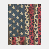 Rustic American Flag Leopard Print (1) フリースブランケット (正面)
