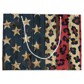 Rustic American Flag Leopard Print (1) ラージペーパーバッグ (裏面)
