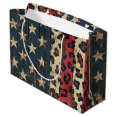 Rustic American Flag Leopard Print (1) ラージペーパーバッグ (裏面アングル)