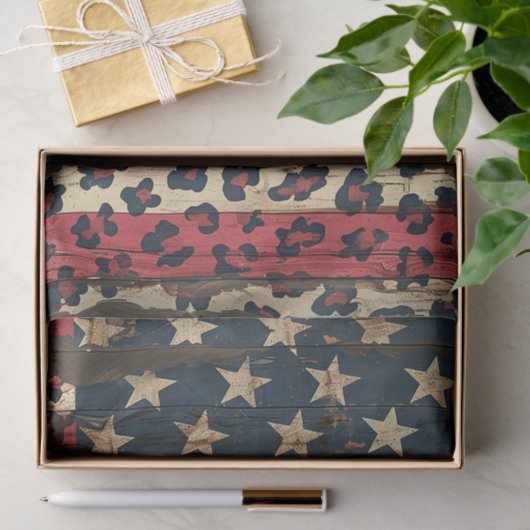 Rustic American Flag Leopard Print (1) 薄葉紙 (ギフト)